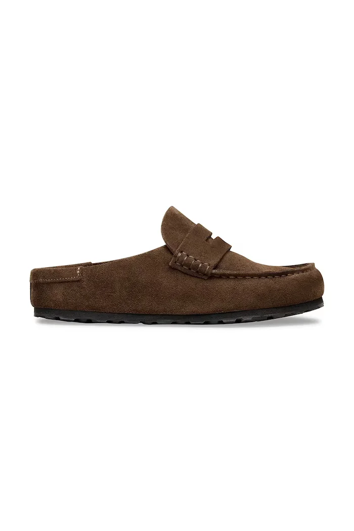 Birkenstock чехли от велур Naples кафяви 1031605