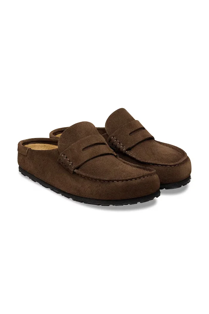 Birkenstock чехли от велур Naples кафяви 1031605
