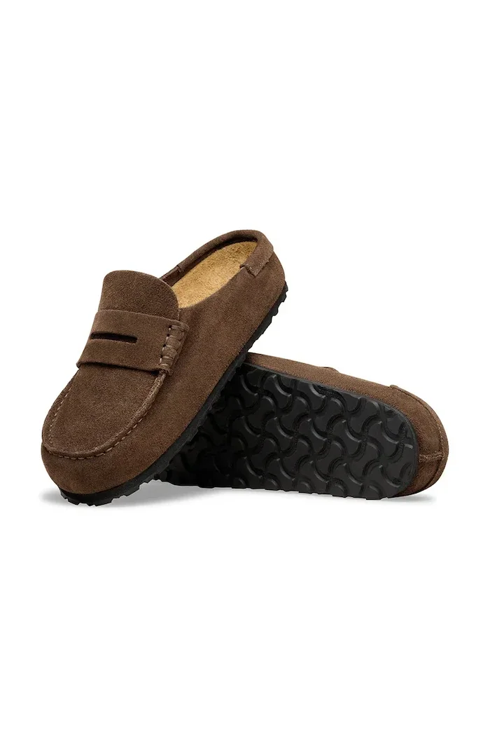 Birkenstock чехли от велур Naples кафяви 1031605