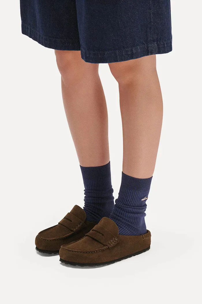 Birkenstock чехли от велур Naples кафяви 1031605