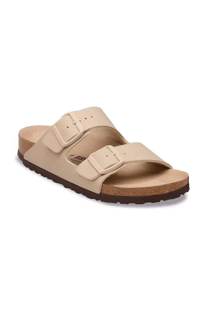 Birkenstock чехли с равна подметка дамски Arizona Birko-Flor бежови 1031510