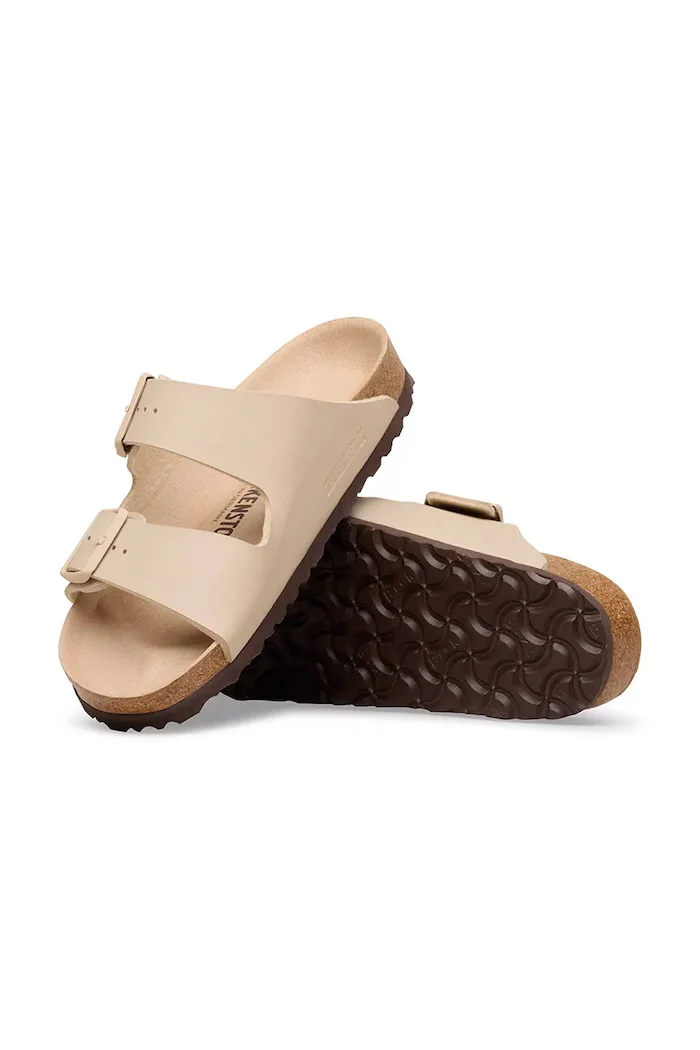 Birkenstock чехли с равна подметка дамски Arizona Birko-Flor бежови 1031510