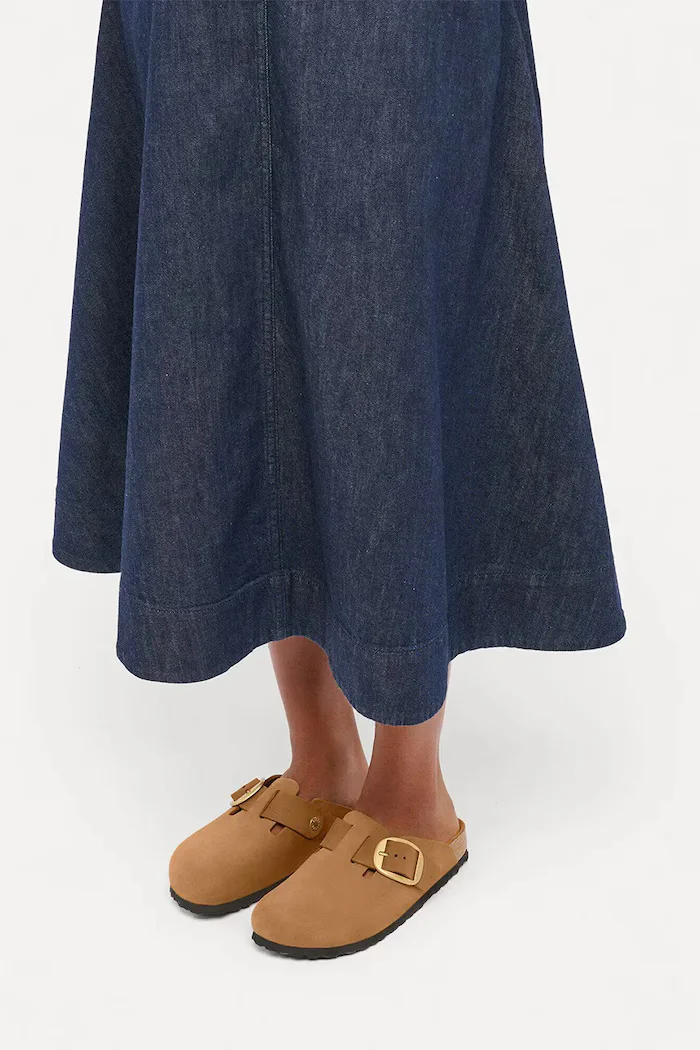 Birkenstock чехли сабо дамски от набук Boston Big Buckle Nubuck Leather кафяви 1032949