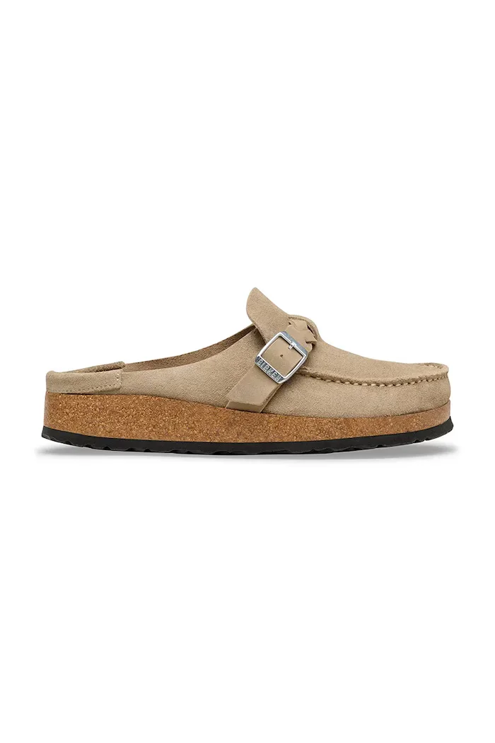 Birkenstock чехли сабо дамски от велур Buckley бежови 1031455