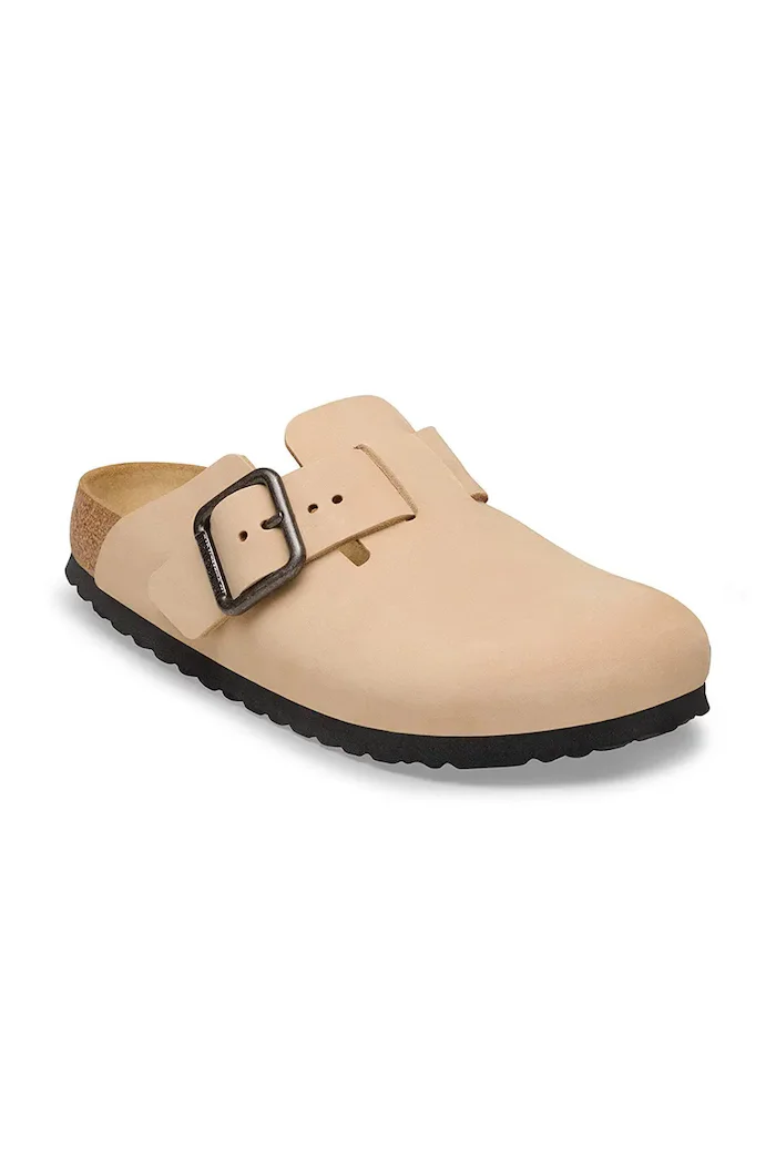 Birkenstock чехли сабо от набук Boston бежови 1031584