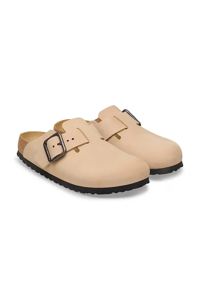 Birkenstock чехли сабо от набук Boston бежови 1031584