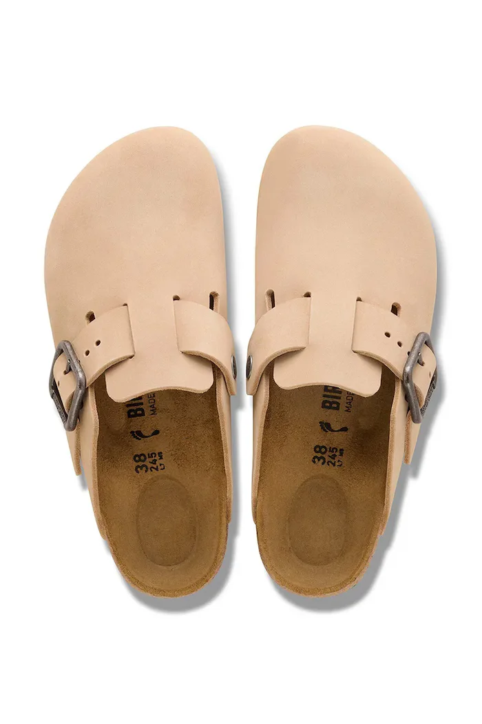 Birkenstock чехли сабо от набук Boston бежови 1031584