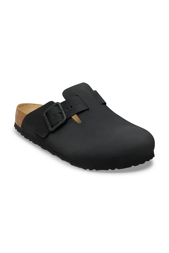 Birkenstock чехли сабо от набук Boston черни 1031585