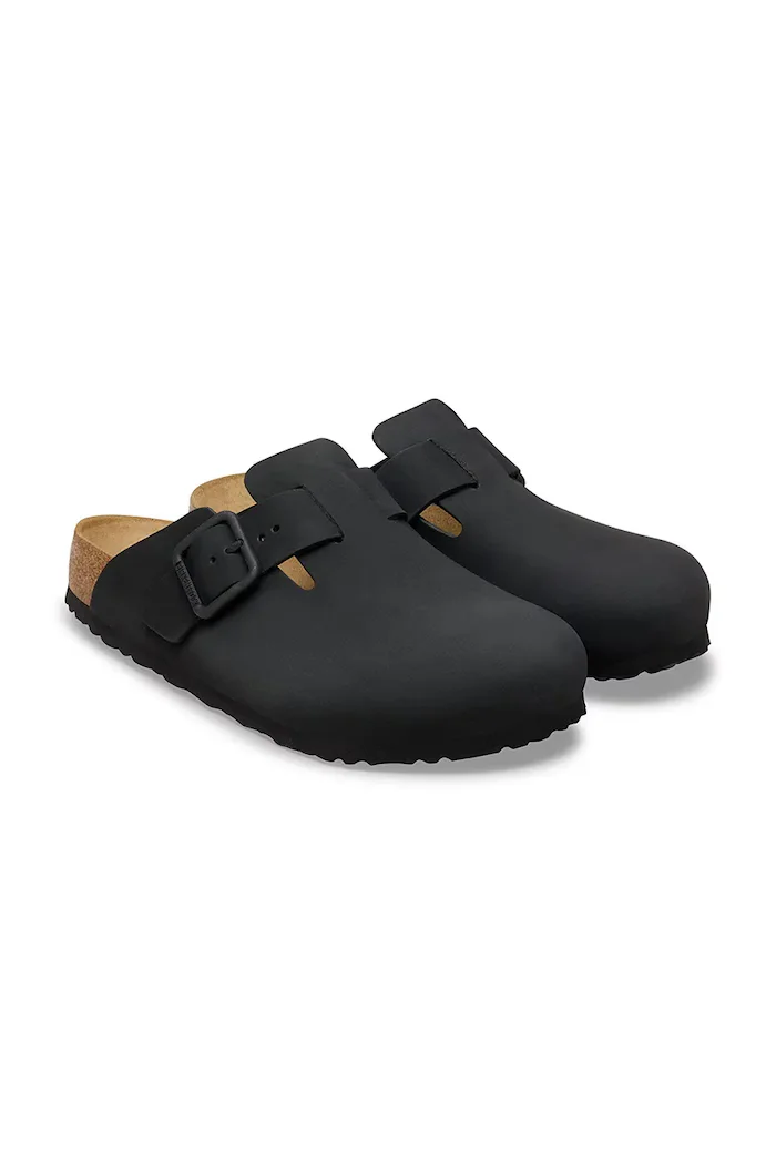 Birkenstock чехли сабо от набук Boston черни 1031585