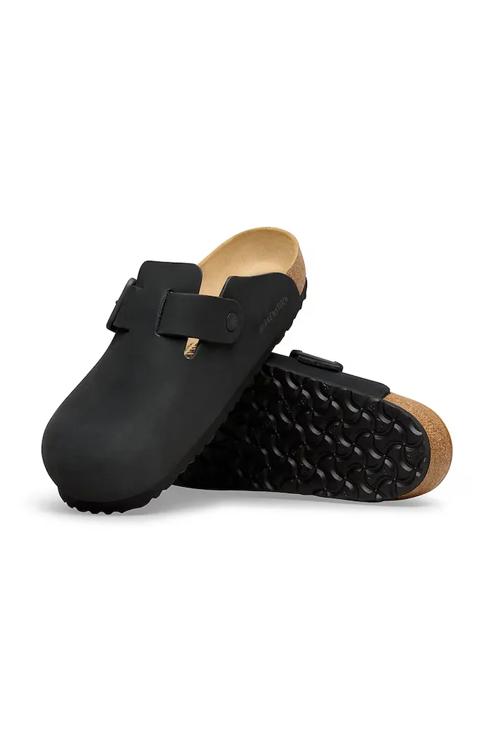 Birkenstock чехли сабо от набук Boston черни 1031585
