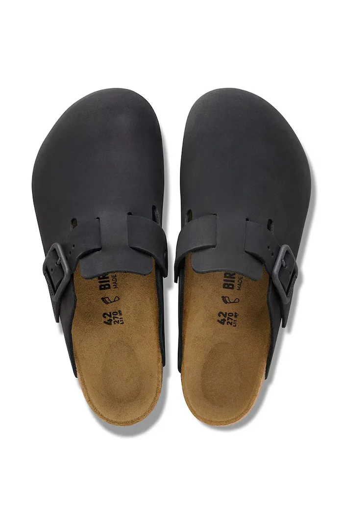 Birkenstock чехли сабо от набук Boston черни 1031585