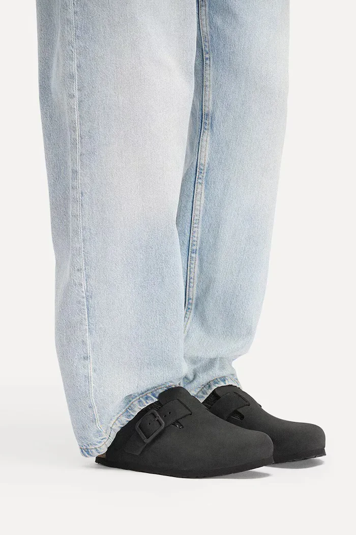 Birkenstock чехли сабо от набук Boston черни 1031585