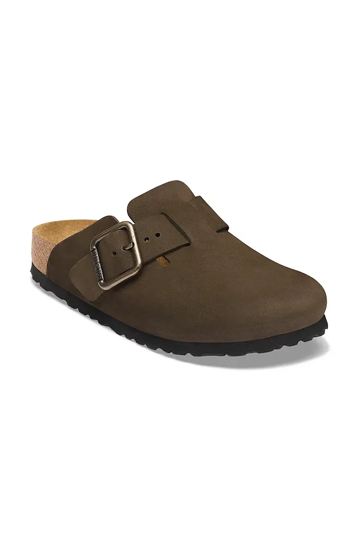 Birkenstock чехли сабо от набук Boston Wire Buckle Nubuck Leather кафяви 1032760