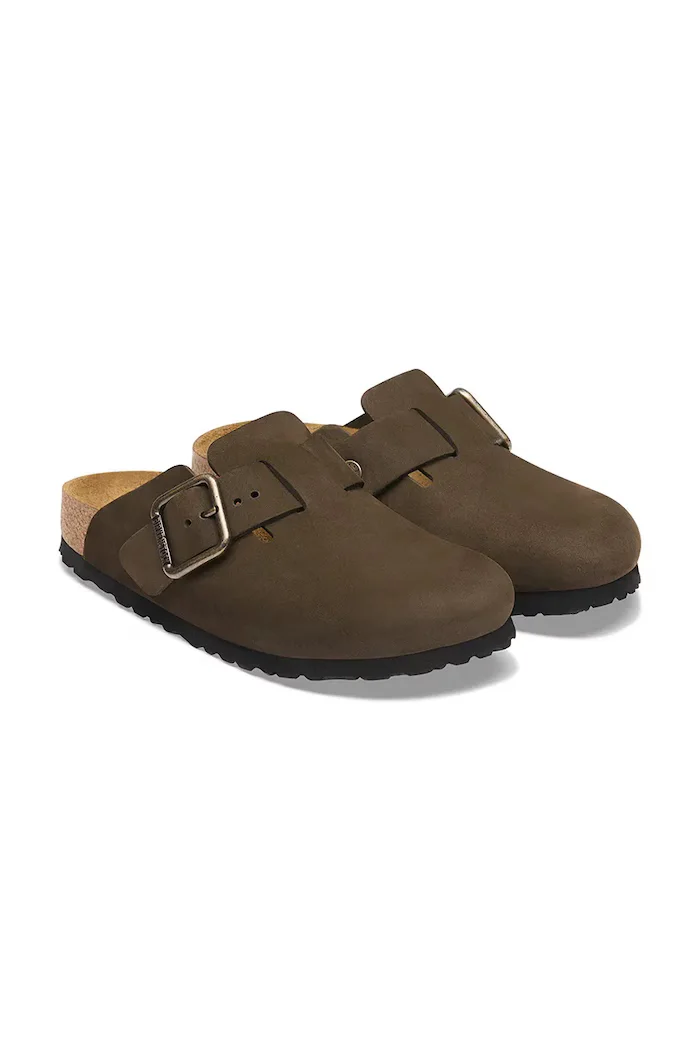 Birkenstock чехли сабо от набук Boston Wire Buckle Nubuck Leather кафяви 1032760