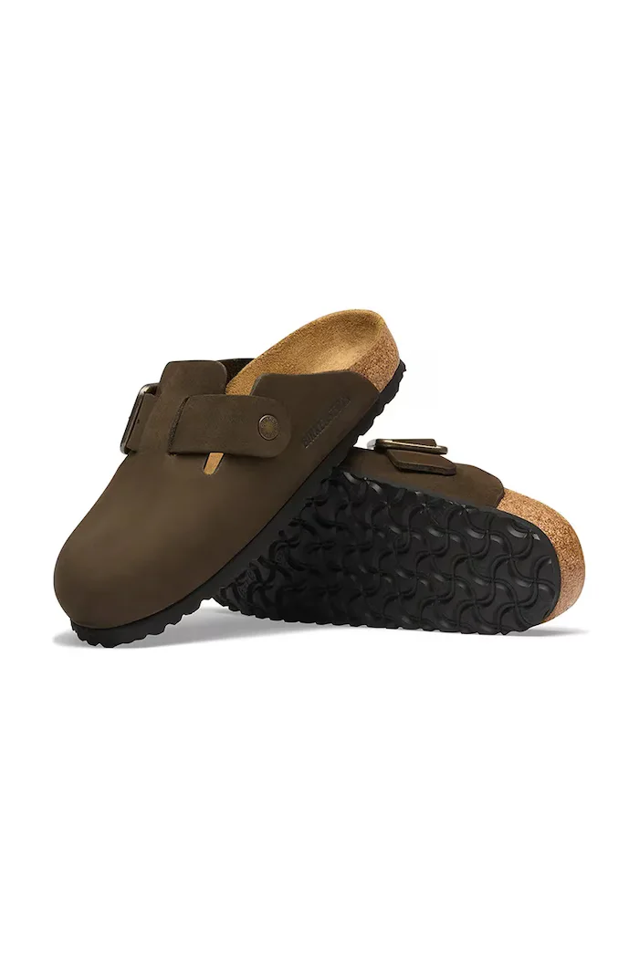 Birkenstock чехли сабо от набук Boston Wire Buckle Nubuck Leather кафяви 1032760