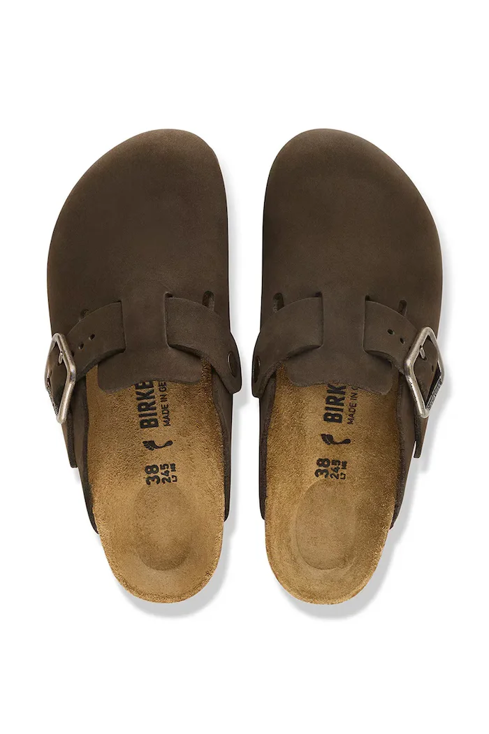 Birkenstock чехли сабо от набук Boston Wire Buckle Nubuck Leather кафяви 1032760