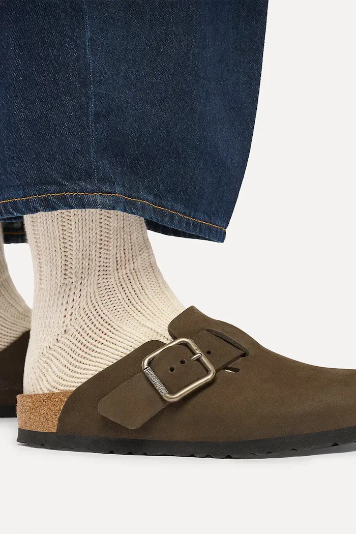 Birkenstock чехли сабо от набук Boston Wire Buckle Nubuck Leather кафяви 1032760