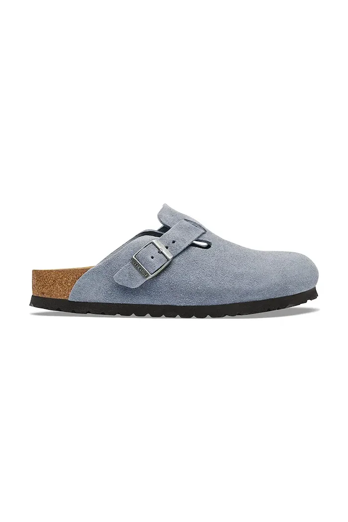 Birkenstock чехли сабо от велур Boston Suede Leather сини 1032771