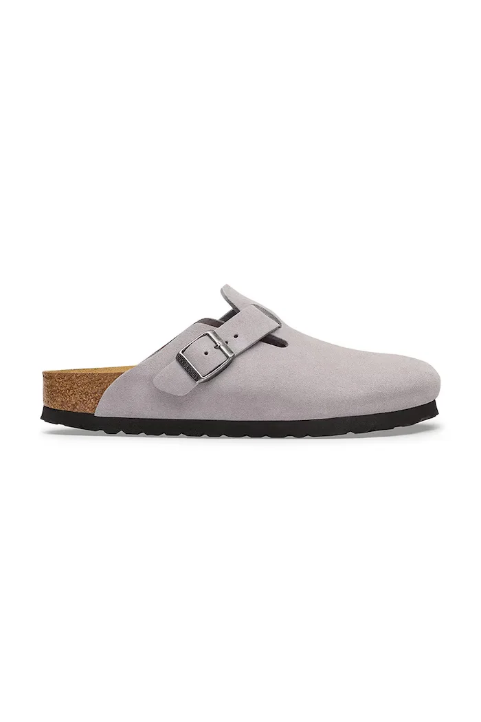 Birkenstock чехли сабо от велур Boston Suede Leather виолетови 1032695