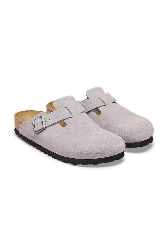 Birkenstock чехли сабо от велур Boston Suede Leather виолетови 1032695