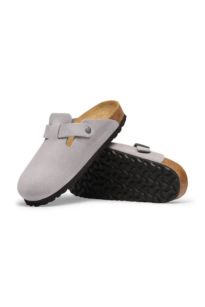 Birkenstock чехли сабо от велур Boston Suede Leather виолетови 1032695