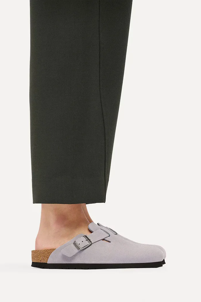 Birkenstock чехли сабо от велур Boston Suede Leather виолетови 1032695