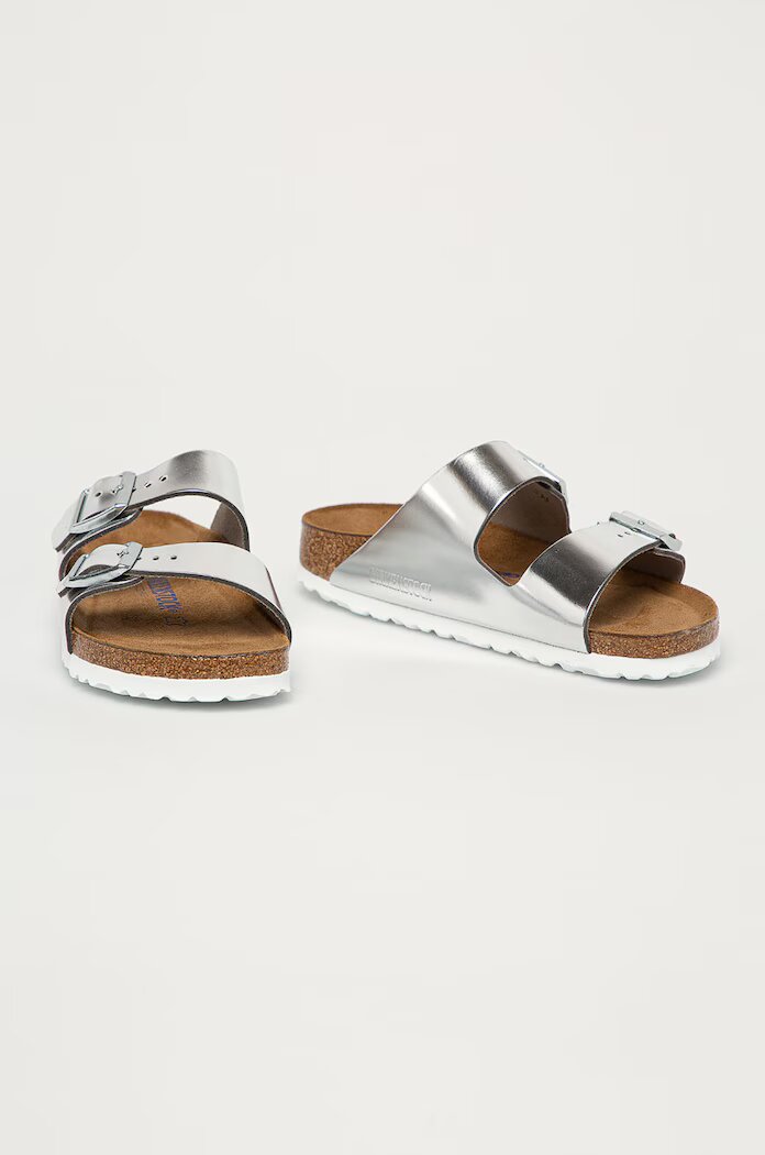 Birkenstock Кожени чехли Arizona SFB в сребристо 1005961