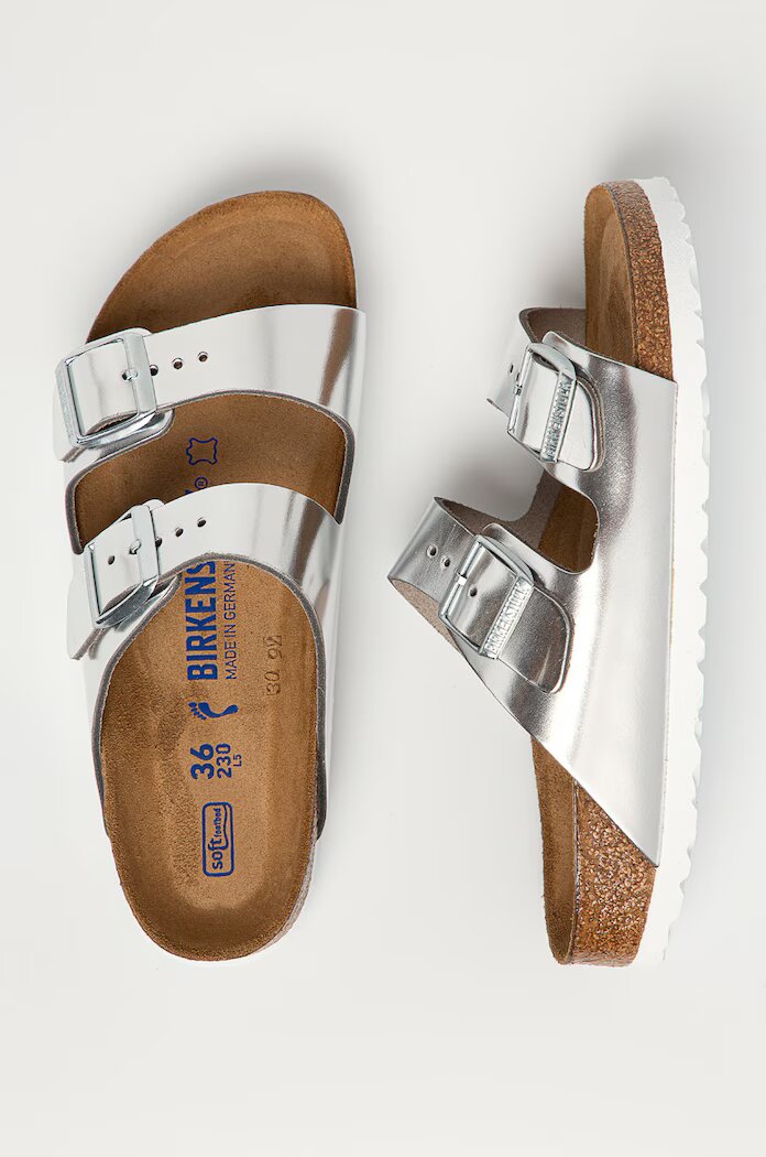 Birkenstock Кожени чехли Arizona SFB в сребристо 1005961