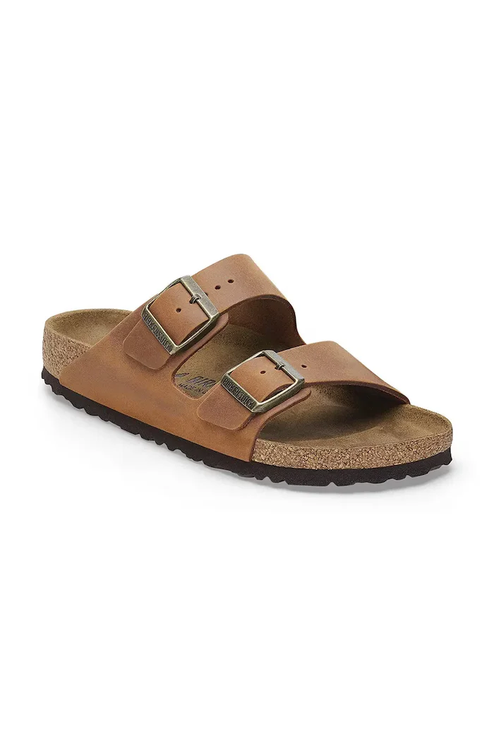 Birkenstock Кожени чехли Arizona в кафяво 1028401