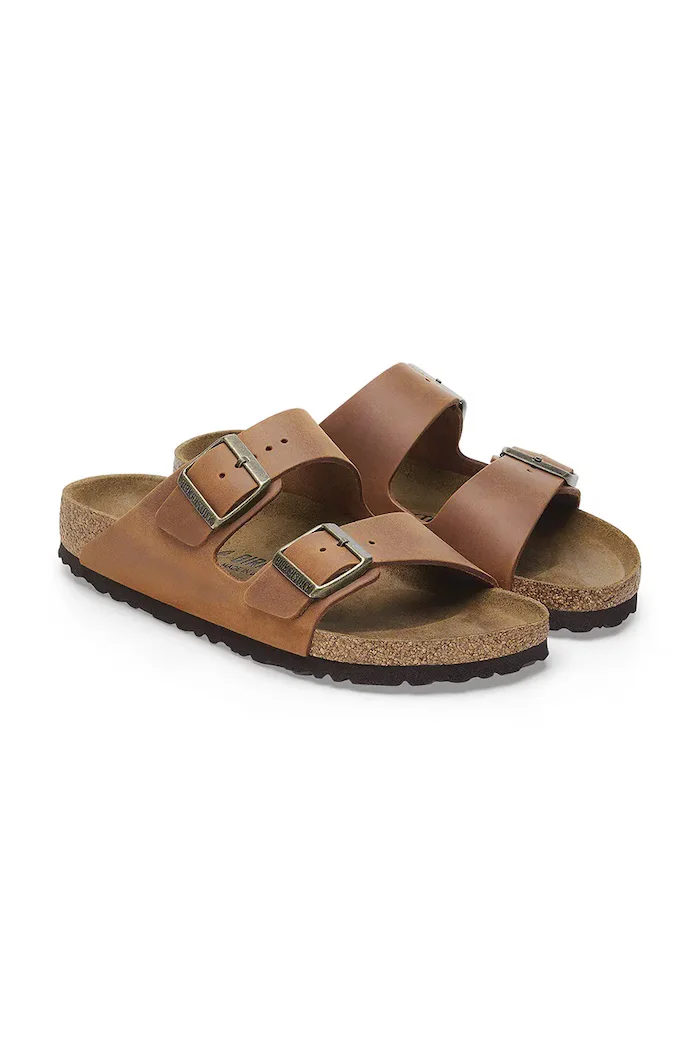 Birkenstock Кожени чехли Arizona в кафяво 1028401