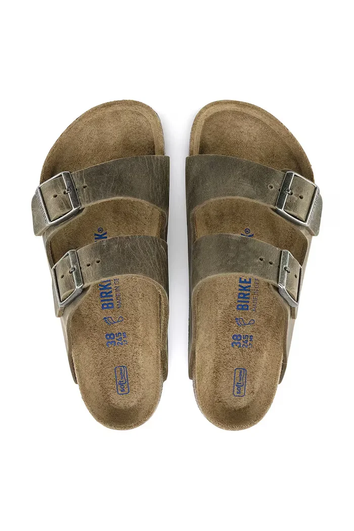Birkenstock Кожени чехли Arizona в зелено