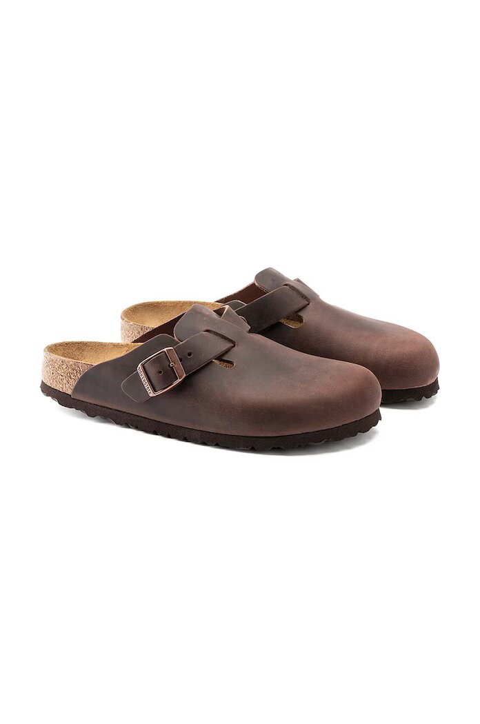 Birkenstock Кожени чехли Boston в кафяво 860131