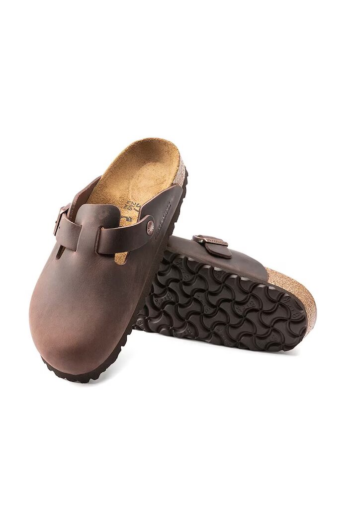 Birkenstock Кожени чехли Boston в кафяво 860131