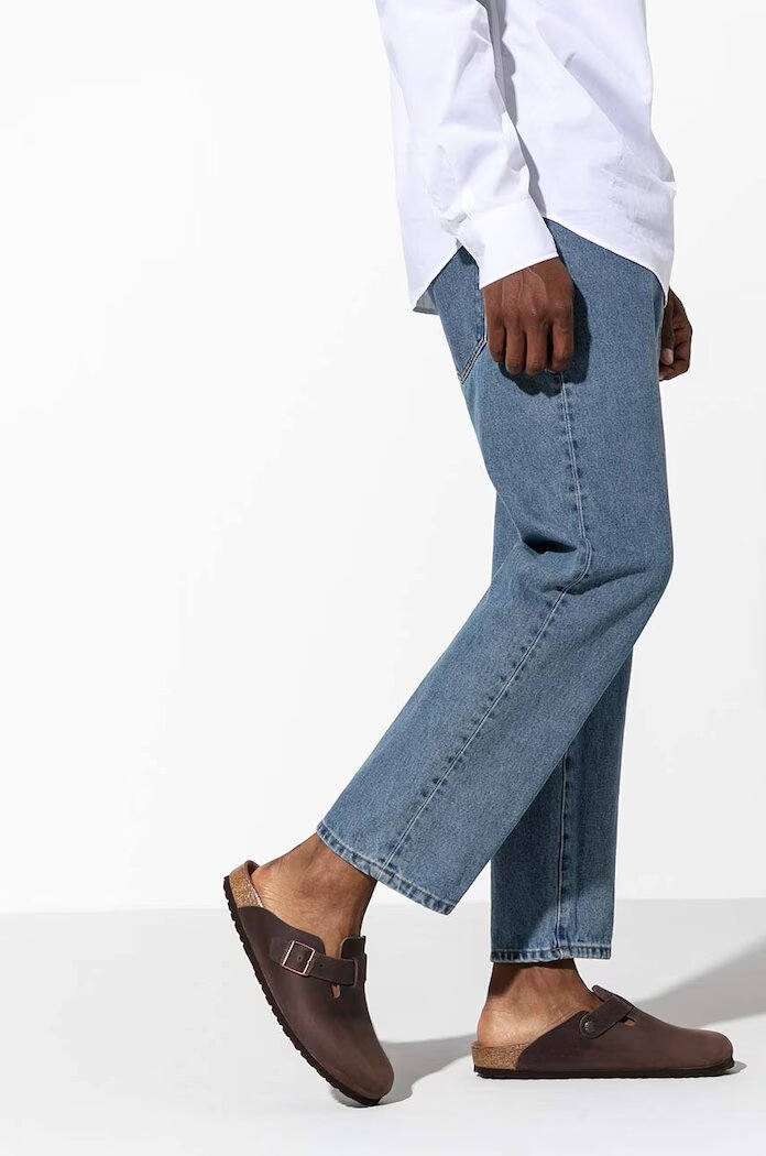 Birkenstock Кожени чехли Boston в кафяво 860131