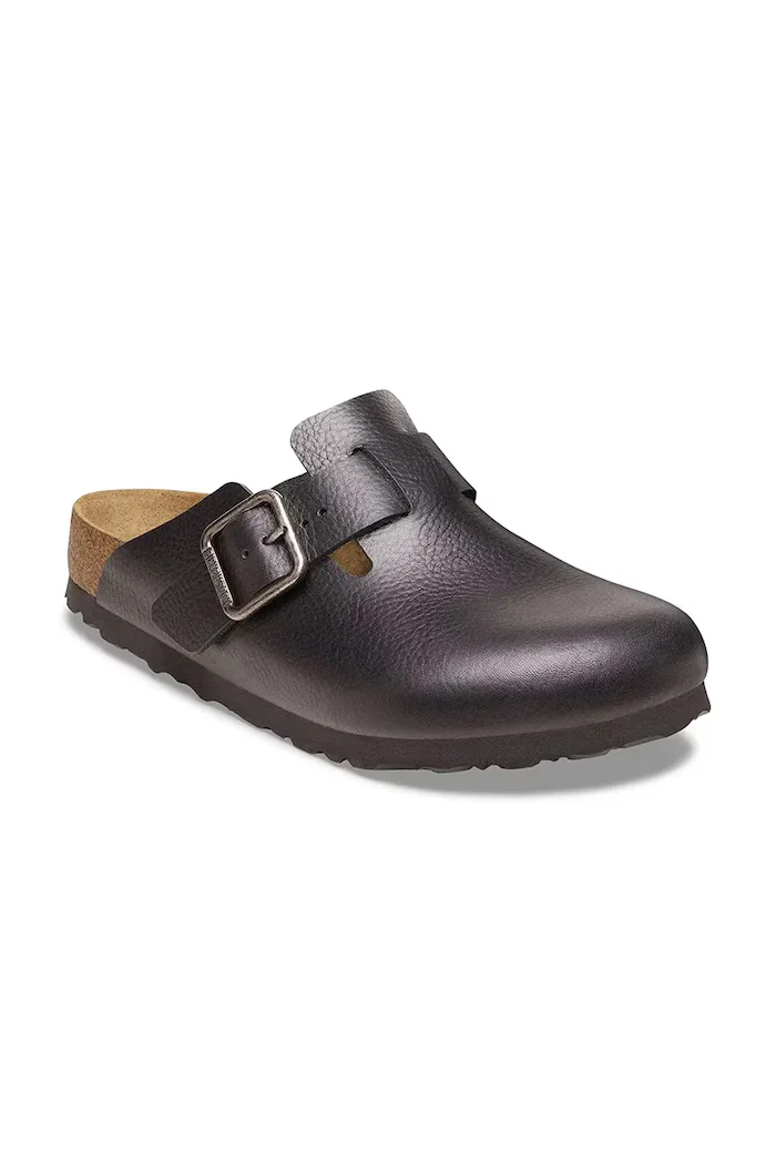Birkenstock Кожени чехли Boston Vintage Wood Wire Buckle мъжки в черно 1030691
