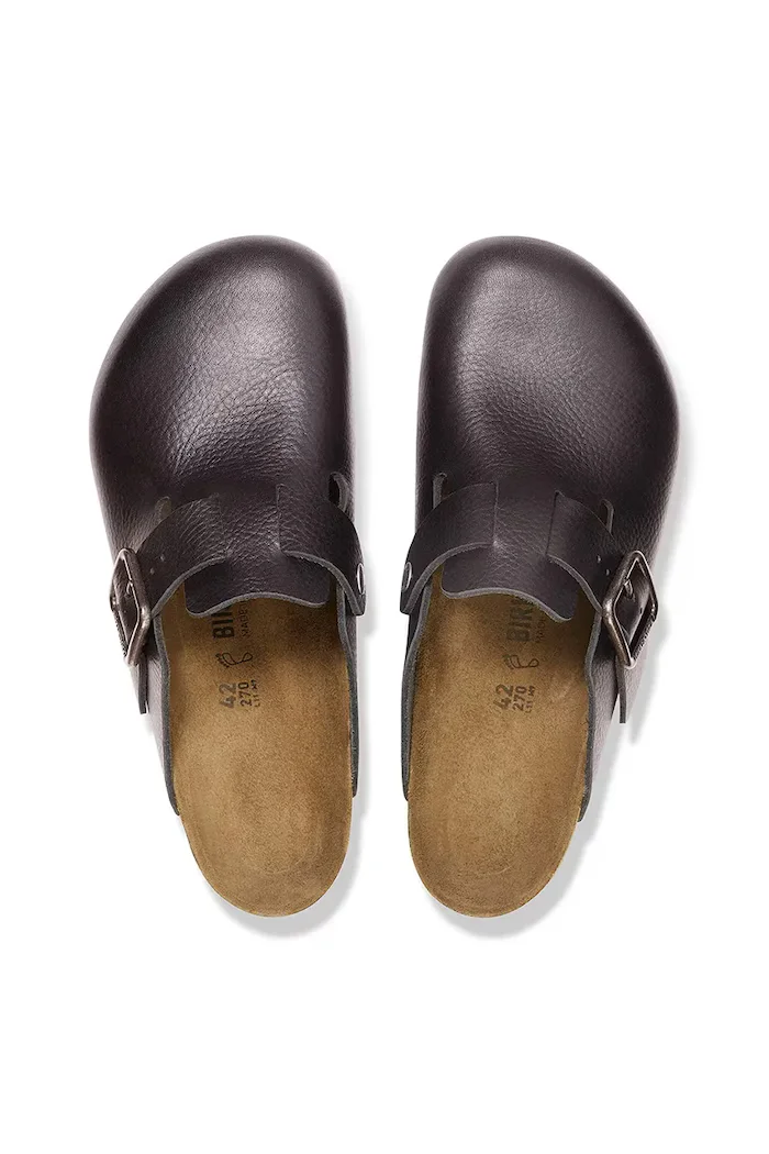 Birkenstock Кожени чехли Boston Vintage Wood Wire Buckle мъжки в черно 1030691