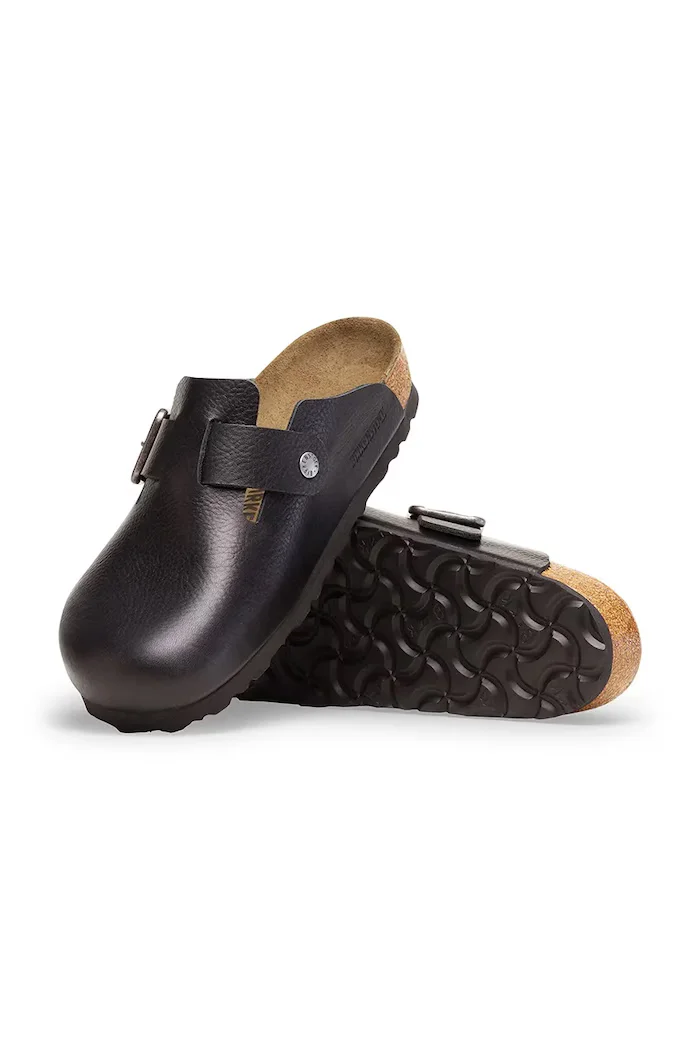 Birkenstock Кожени чехли Boston Vintage Wood Wire Buckle мъжки в черно 1030691