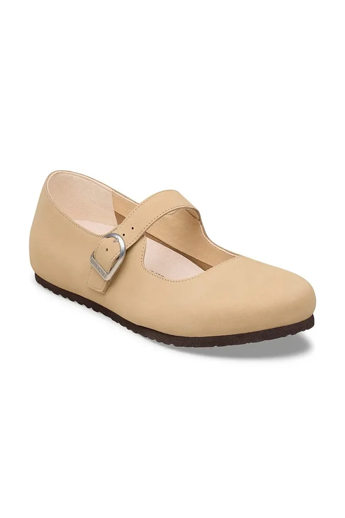Birkenstock обувки от кожа Santa бежови 1031613