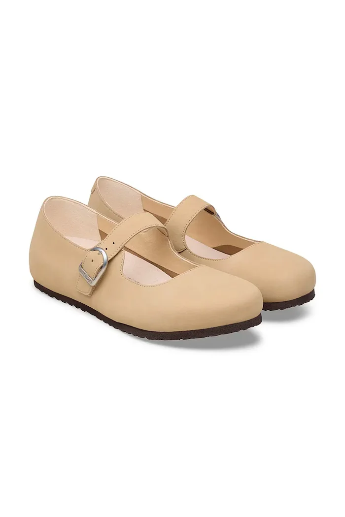 Birkenstock обувки от кожа Santa бежови 1031613