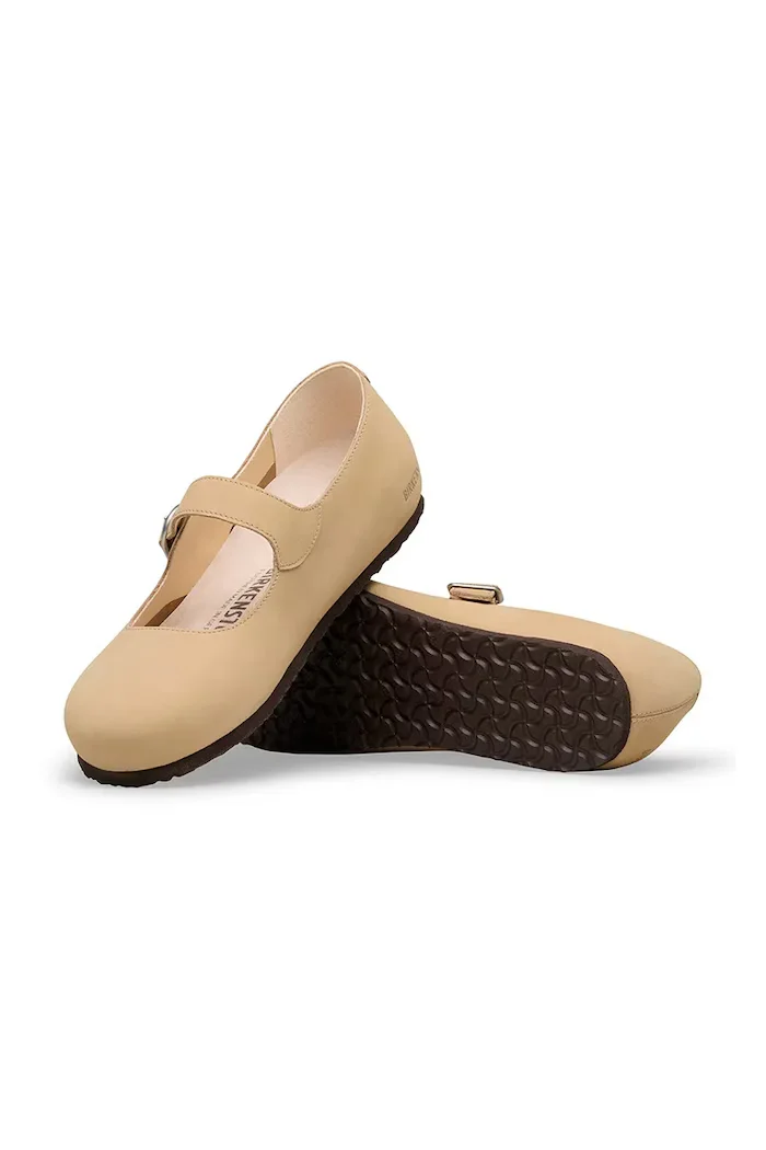 Birkenstock обувки от кожа Santa бежови 1031613