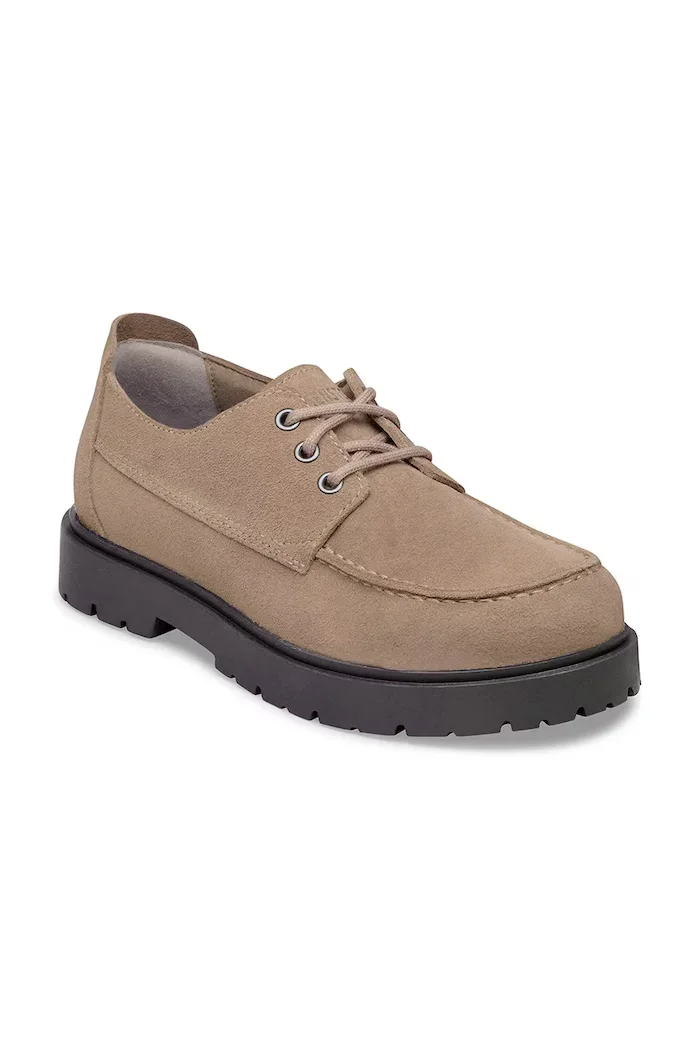 Birkenstock Половинки обувки от велур Highwood Moc Lace Low мъжки в бежово 1031884