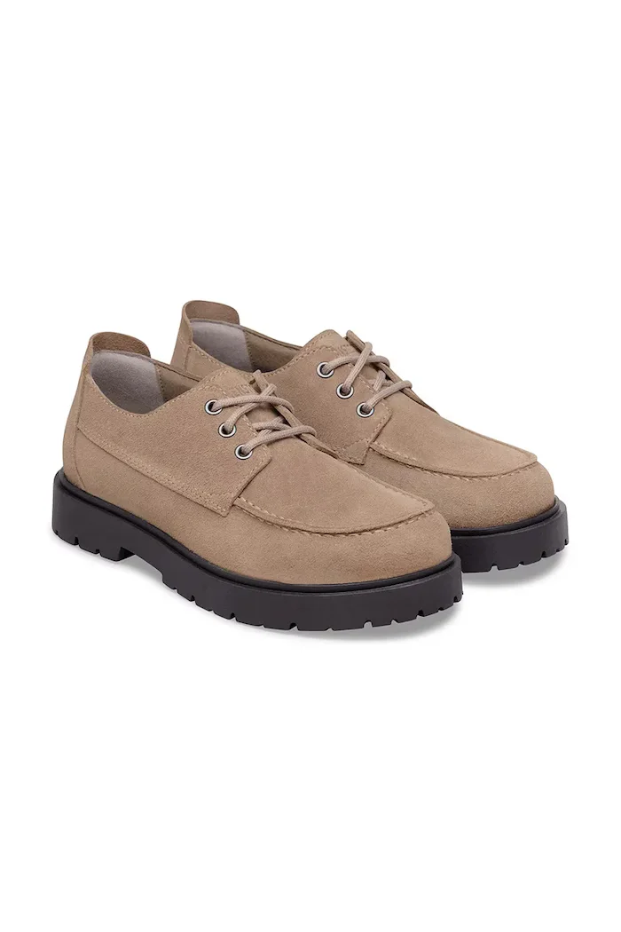 Birkenstock Половинки обувки от велур Highwood Moc Lace Low мъжки в бежово 1031884