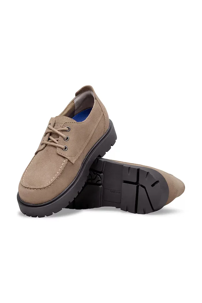 Birkenstock Половинки обувки от велур Highwood Moc Lace Low мъжки в бежово 1031884
