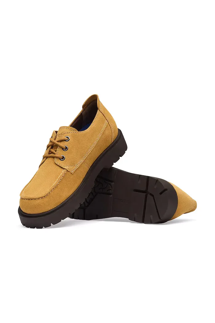 Birkenstock половинки обувки от велур Highwood Moc Lace Suede Leather кафяви 1033193