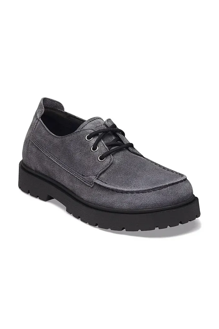 Birkenstock половинки обувки от велур Highwood Moc Lace Suede Leather сиви 1032701