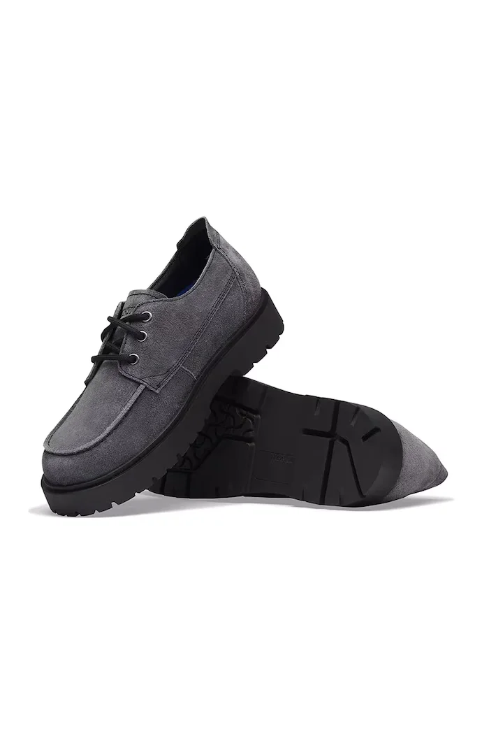 Birkenstock половинки обувки от велур Highwood Moc Lace Suede Leather сиви 1032701