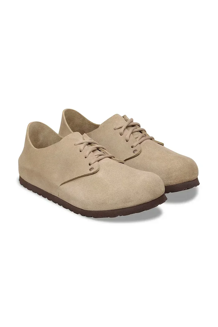 Birkenstock половинки обувки от велур Maine бежови с равна подметка 1031698