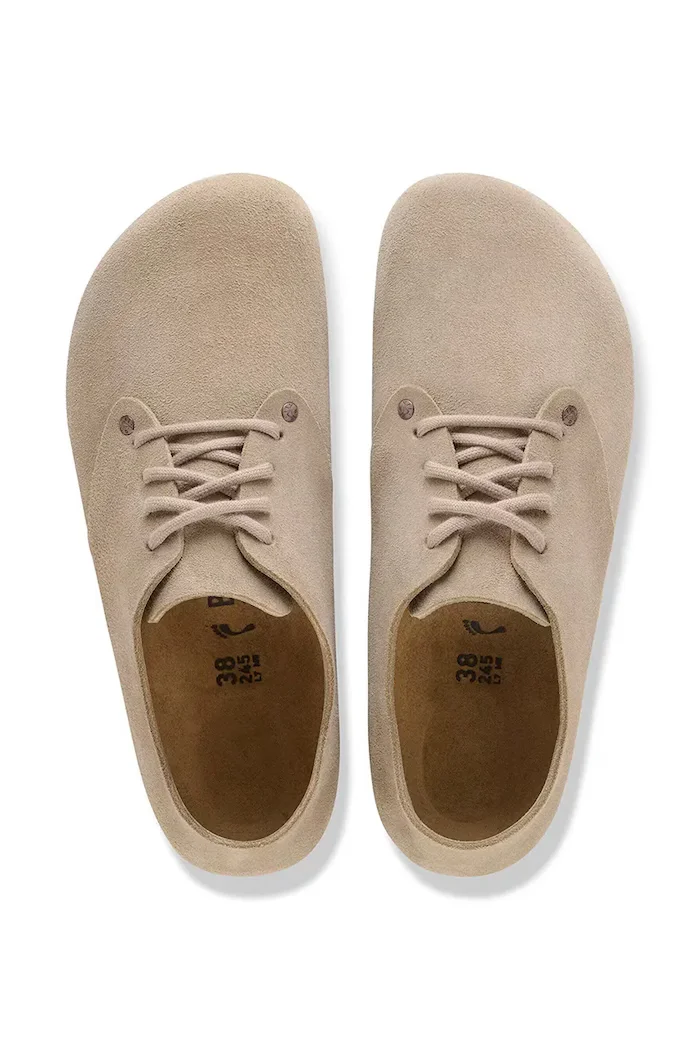 Birkenstock половинки обувки от велур Maine бежови с равна подметка 1031698