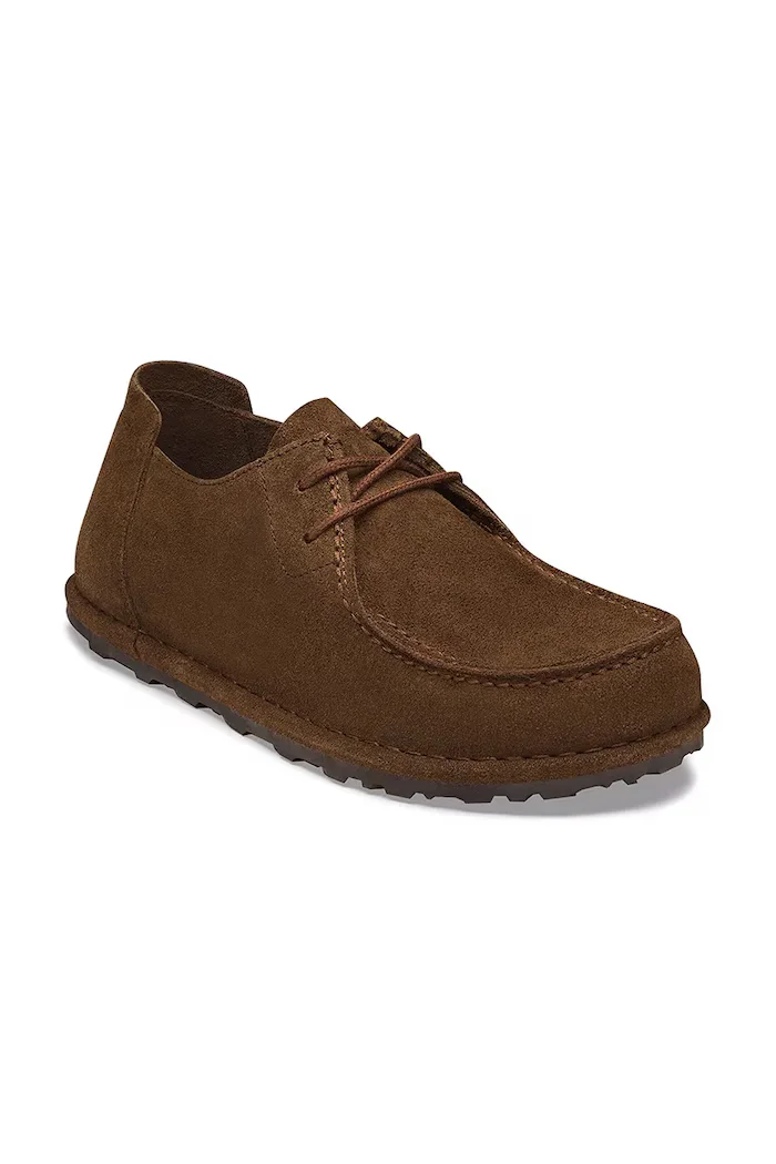 Birkenstock половинки обувки от велур Utti Lace Suede Leather кафяви 1033136