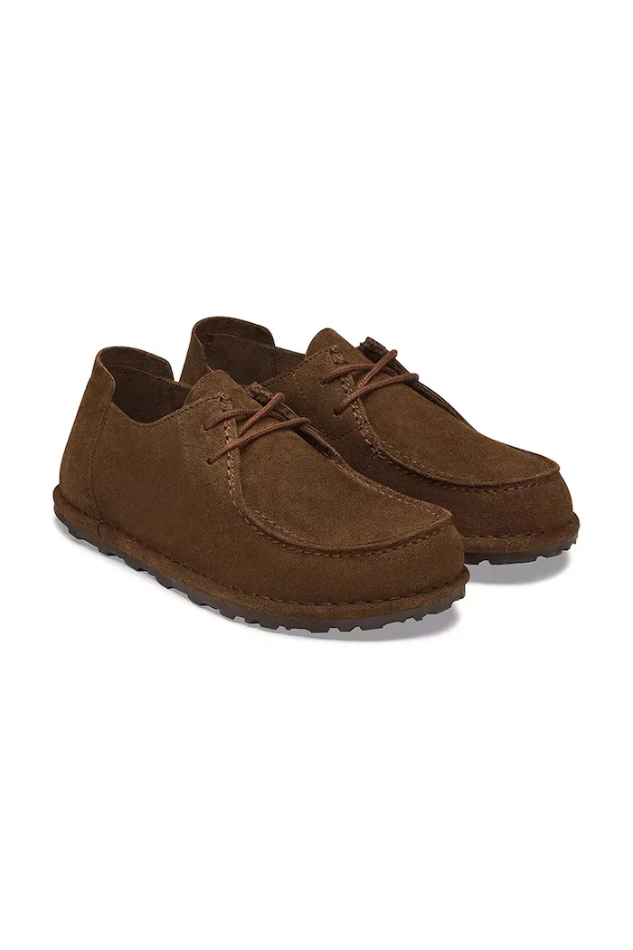 Birkenstock половинки обувки от велур Utti Lace Suede Leather кафяви 1033136